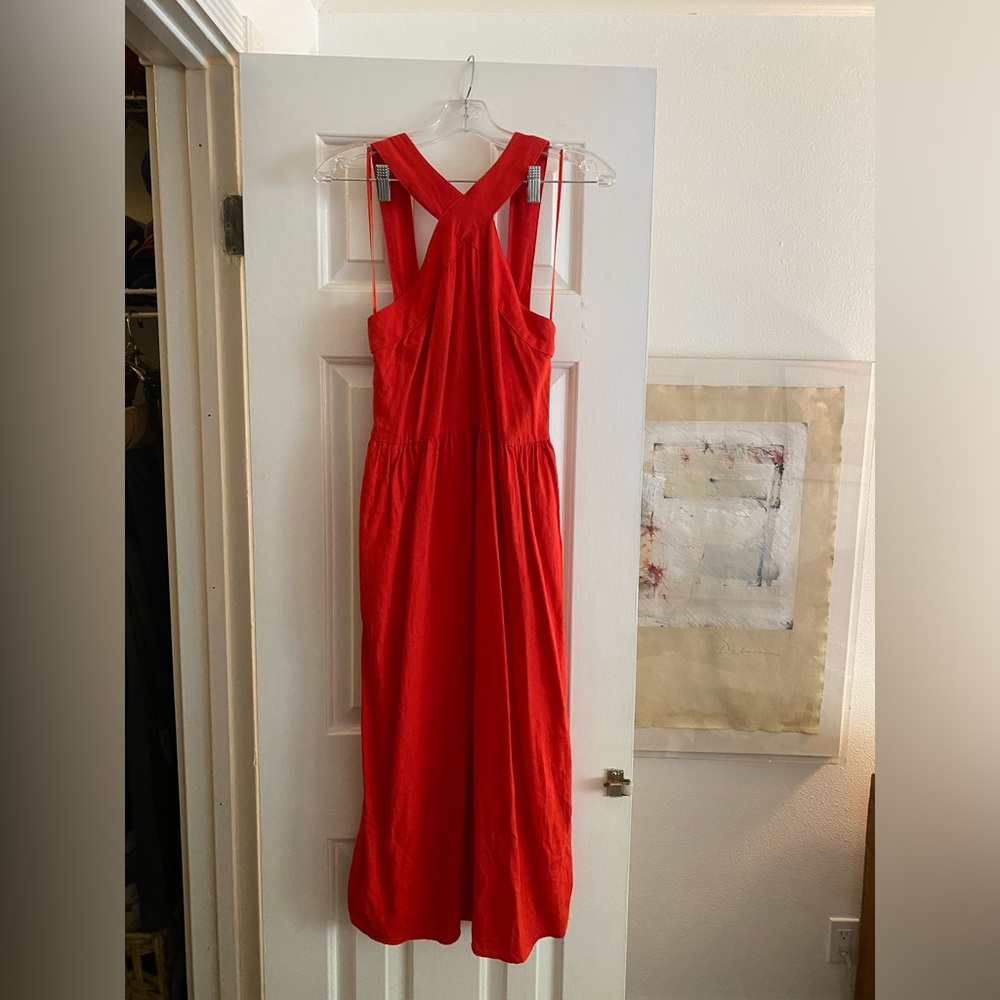 a new day Red Linen Halter Dress